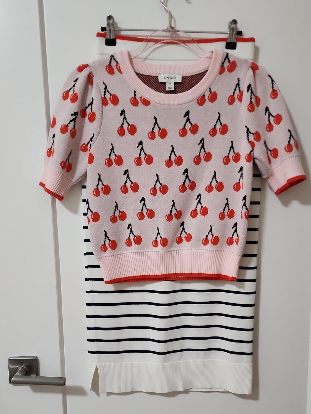ON 34th Very Cherry Sweater & Sweater Skirt XS